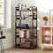 57-Inch Rustic Brown Industrial Storage Rack with 5 Shelves and Removable Hanging Hooks